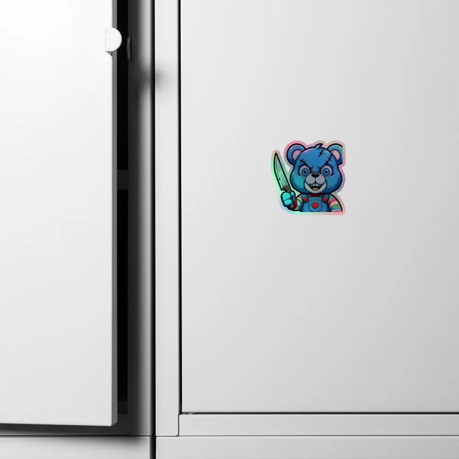 Menacing Blue Bear Holographic Sticker Sheet product image (6)
