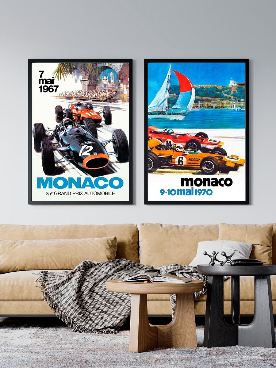 Monaco Vintage F1 Grand Prix, 1970 poster — Vintage Formula 1 poster, Monaco Grand Prix poster, retro travel poster, retro travel art product image (2)