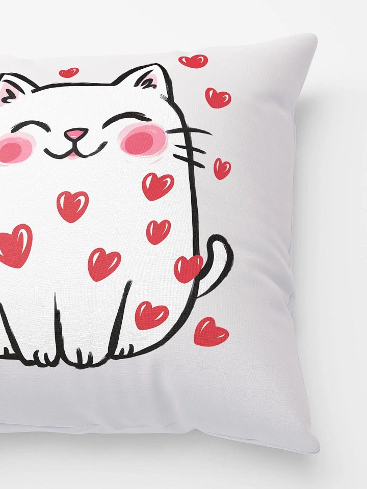 Adorable Cat Surrounded by Hearts Pillow product image (3)