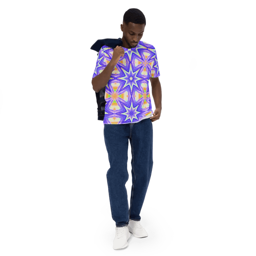 Abstract Star and Crosses Coloured Men's Crewneck T Shirt product image (5)