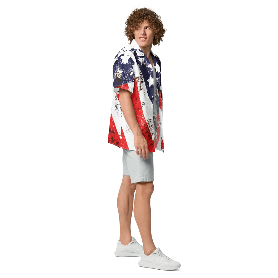 USA Flag Custom Design Button Down Shirt _ CoachShawStudio Streetwear _ Unisex Short Sleeve Shirt product image (5)