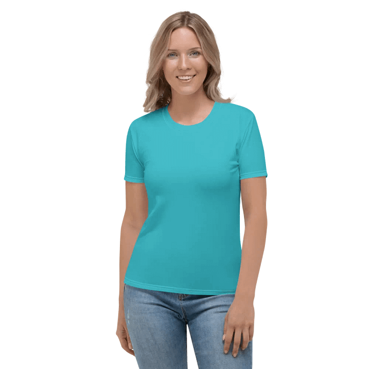 Plain Turquoise Blue Light Summer Women's Crewneck Polyester Heavyweight Premium T-Shirt by Treasure Pie product image (1)
