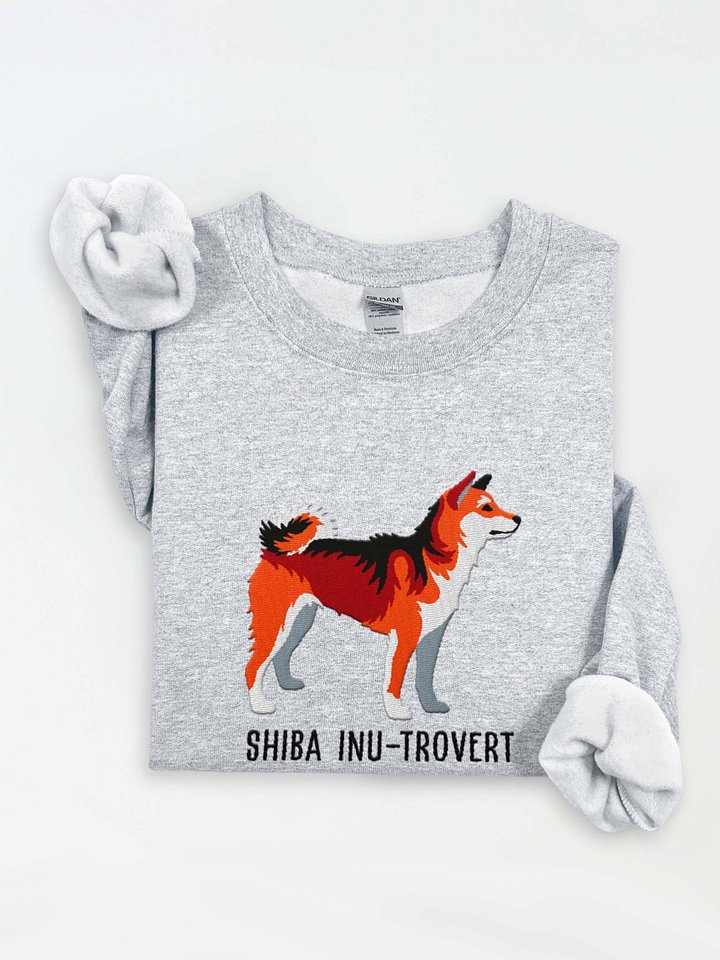 Shiba Inu-Trovert Sweatshirt (Embroidered) of a Japanese Shiba Inu(Sesame) product image (1)