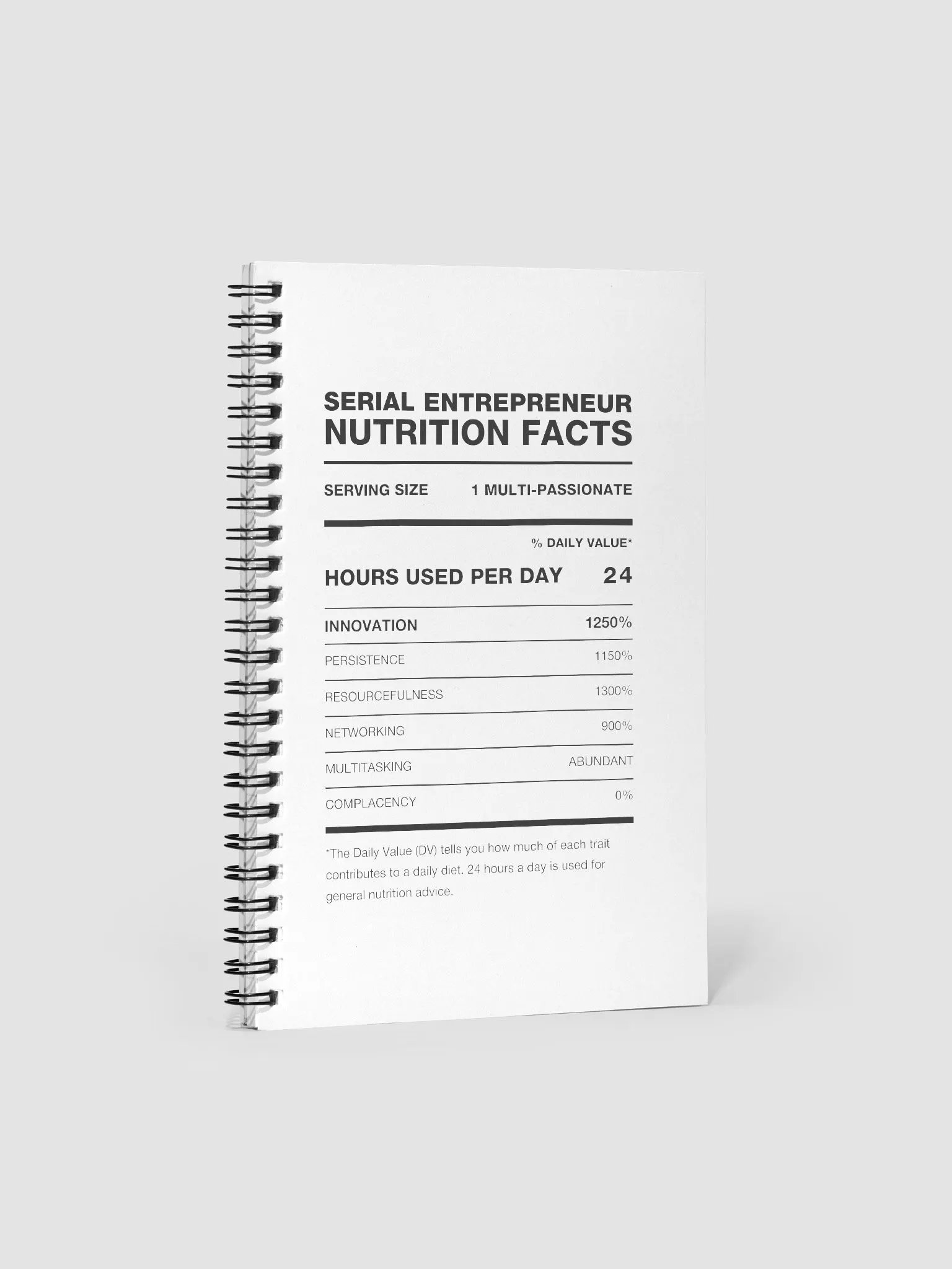 SERIAL ENTREPRENEUR Nutrition Facts Notebook product image (2)