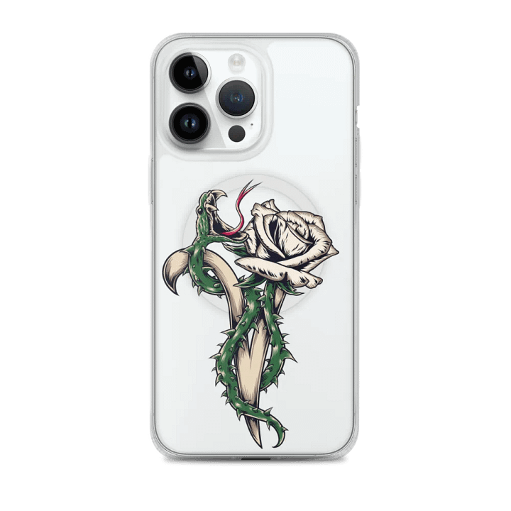 White V-Rose Clear iPhone Case product image (2)