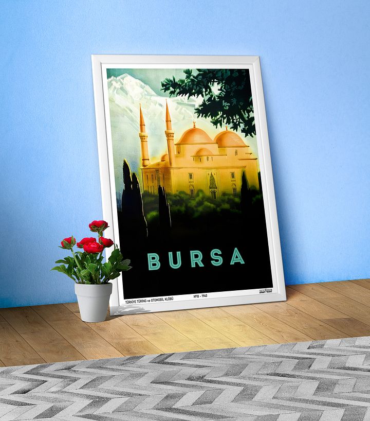 Bursa, Turkey 1940 — retro vintage travel poster product image (1)