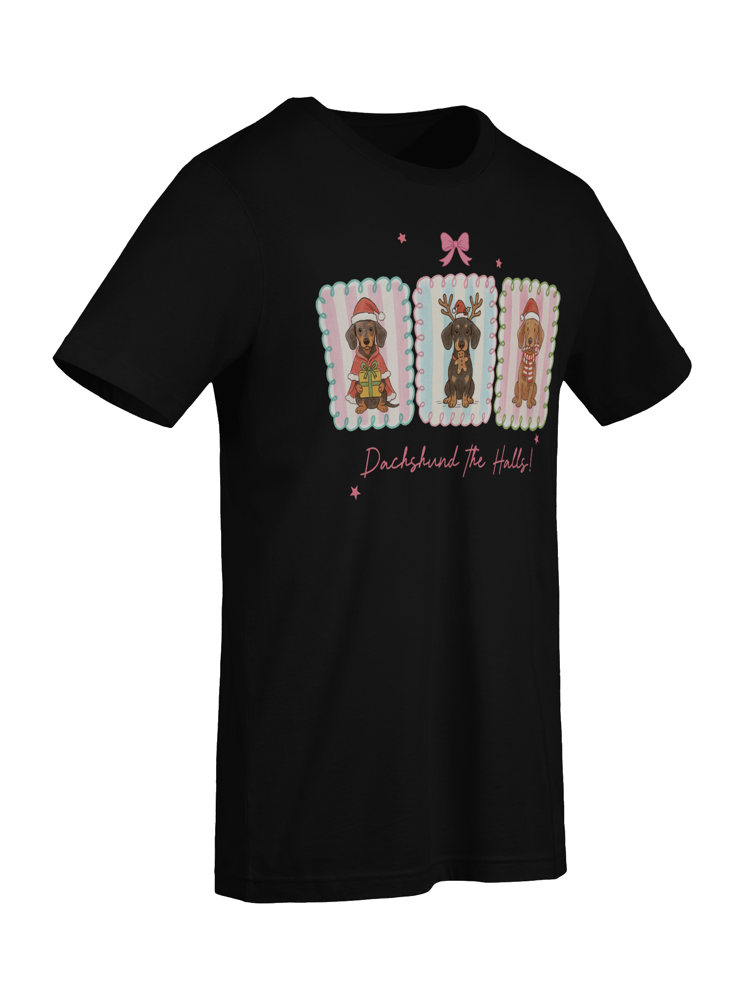 Dachshund The Halls Christmas T-Shirt – Cute Holiday Dog Pun Design product image (2)