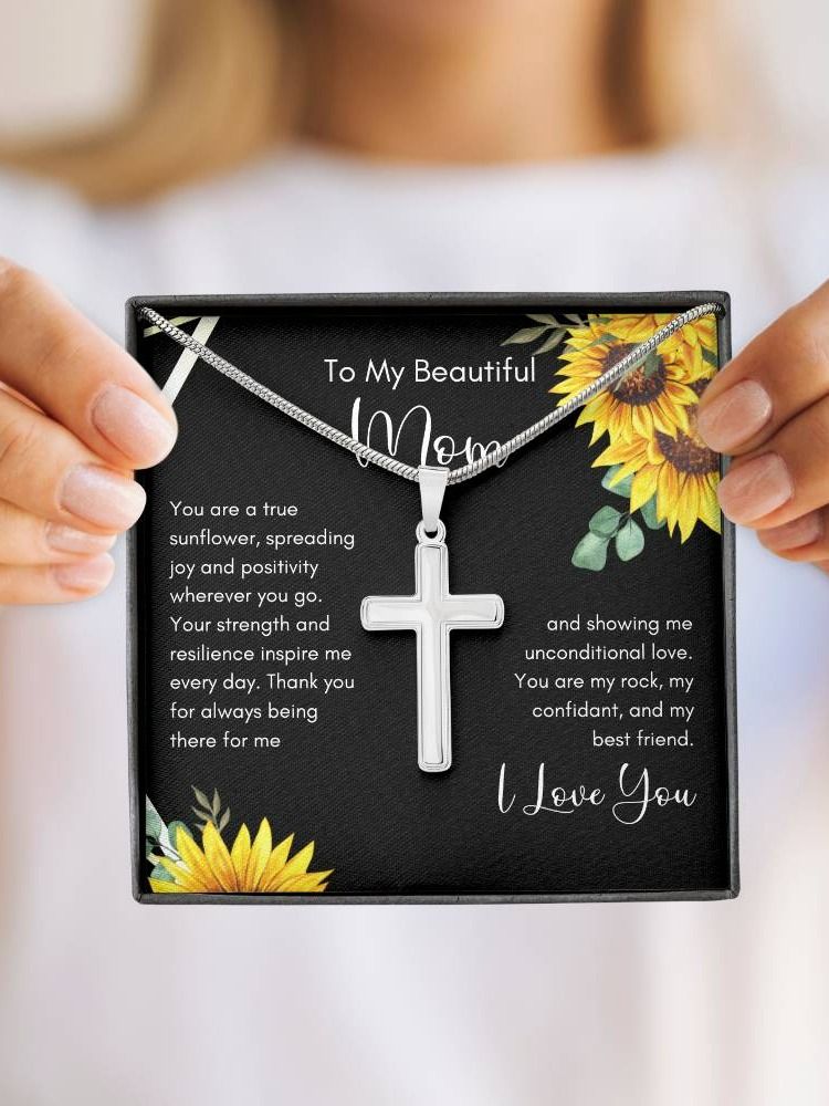 Mom Cross Necklace - A True Sunflower product image (1)