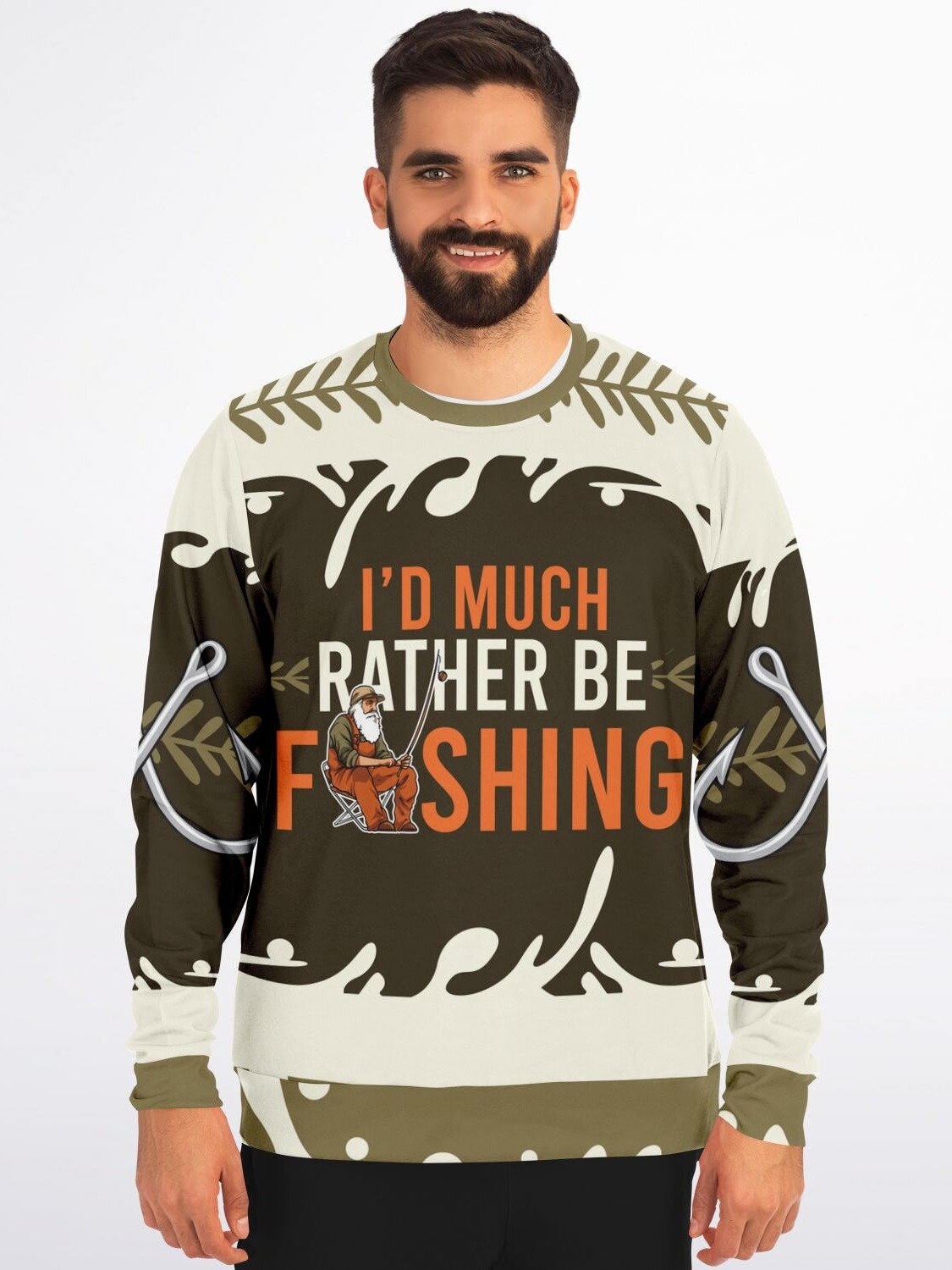 "I’d Much Rather Be Fishing" Sweatshirt - Vintage Fisherman Graphic | Cozy Outdoors Gift for Fishing Lovers | Stylish Unisex Sweatshirt product image (1)