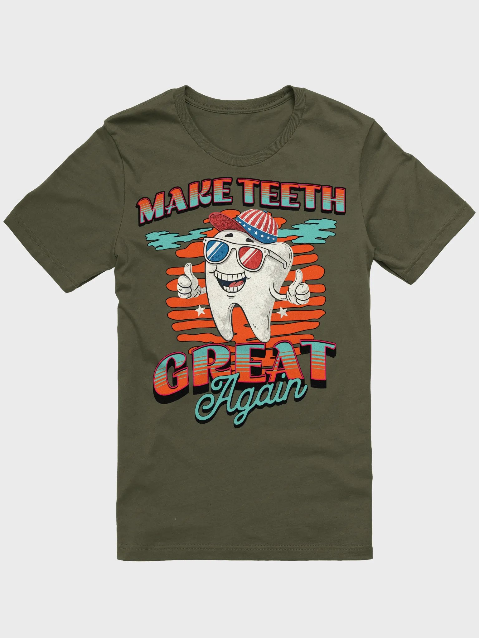 Make Teeth Great Again Patriotic Tooth Cap Thumbs-Up Tee product image (1)