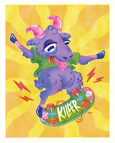 @chaoticdrawalong prompt: “killer beard”. I took a different approach this week, a billy goat doing a killer ollie. I’ve also...