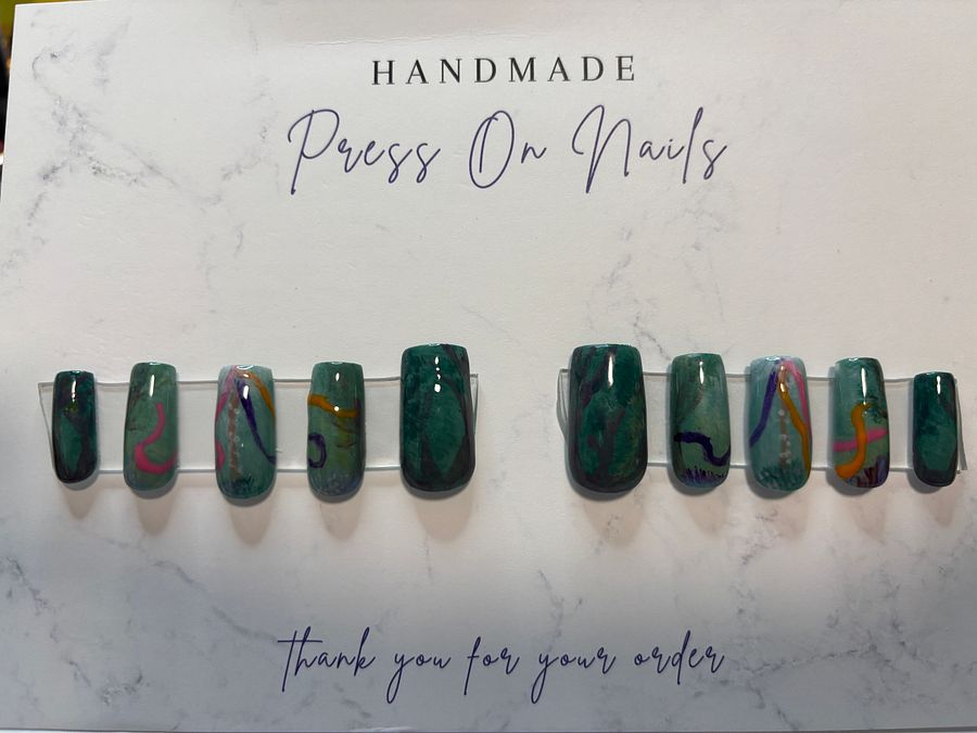 Handpainted 'May Pole' Press On Nails product image (1)