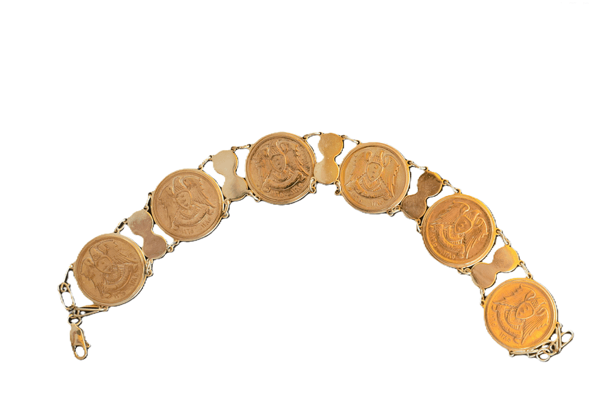 اسوارة مشغولة من 5 قطع نقدية سورية قديمة product image (4)
