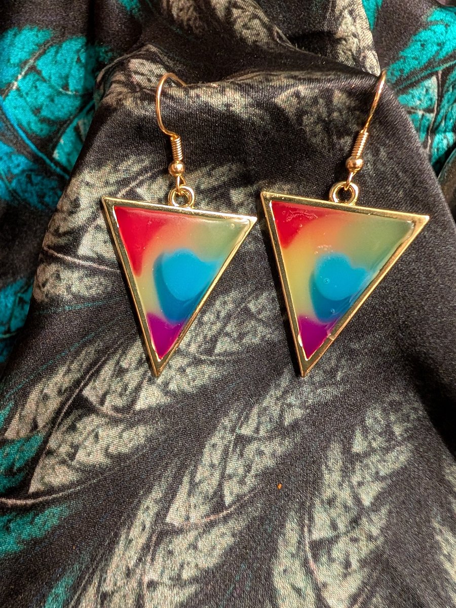 Kaleidosoul Drops: Triangle Rainbow Resin Earrings product image (1)