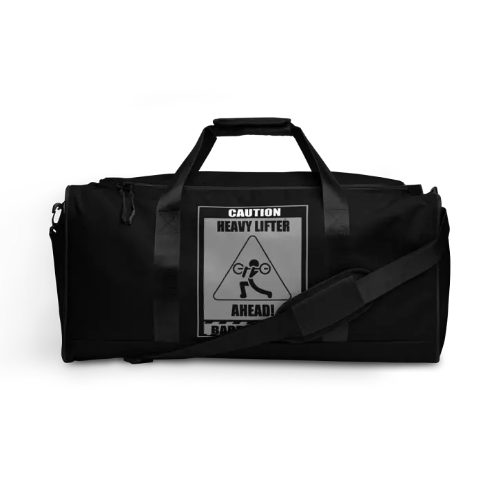 Caution Heavy Lifter Ahead-Barbell Zone Duffle Bag (Black) product image (1)