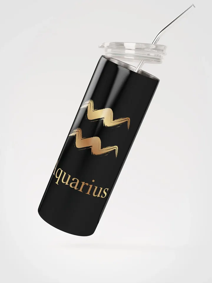 Golden Aquarius Sign Stainless Steel Tumbler: Zodiac Elegance! ♒ product image (2)