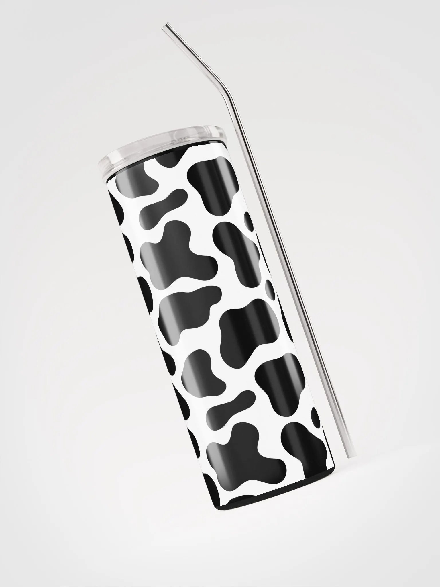Moo-ve Over for Style with our Cow Print Stainless Steel Tumbler | Eco-Friendly 20 oz Tumbler with Reusable Straw product image (3)