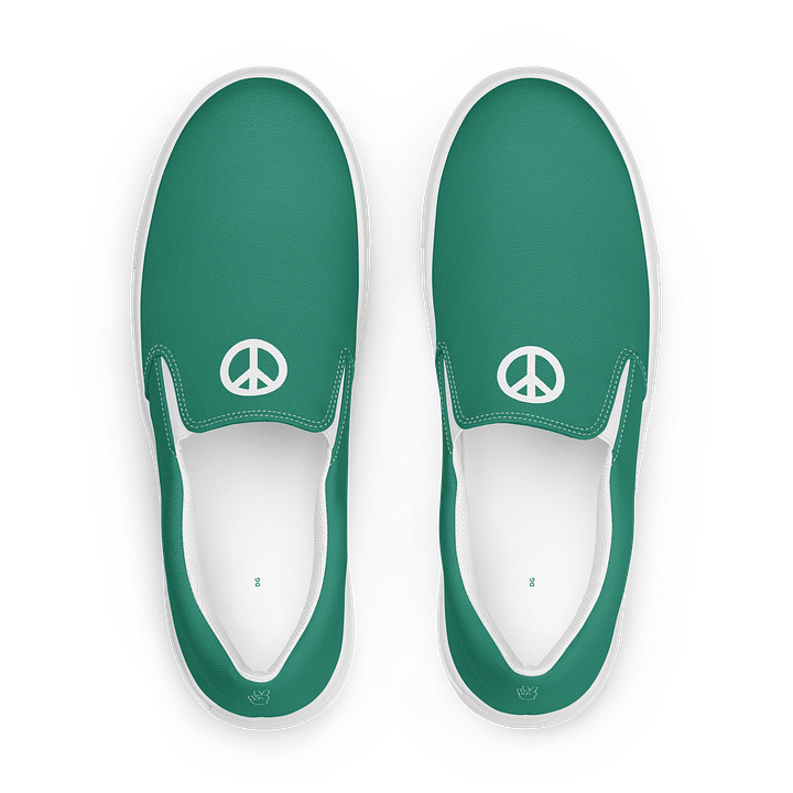 Teal Peace Sign Women's Canvas Slip-Ons product image (1)