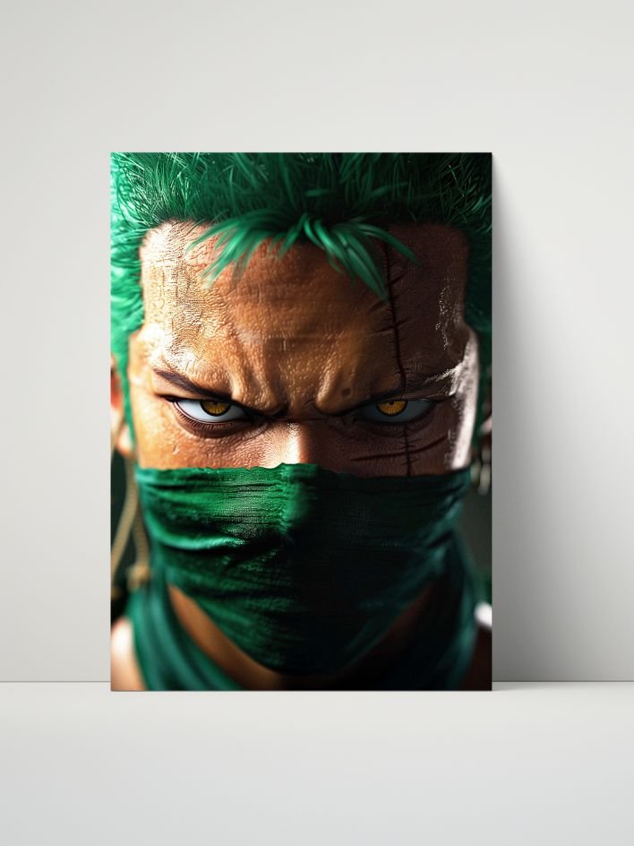 One Piece Zoro Bandana Mask Intense Stare – Glossy 8x10 Metal Print product image (1)