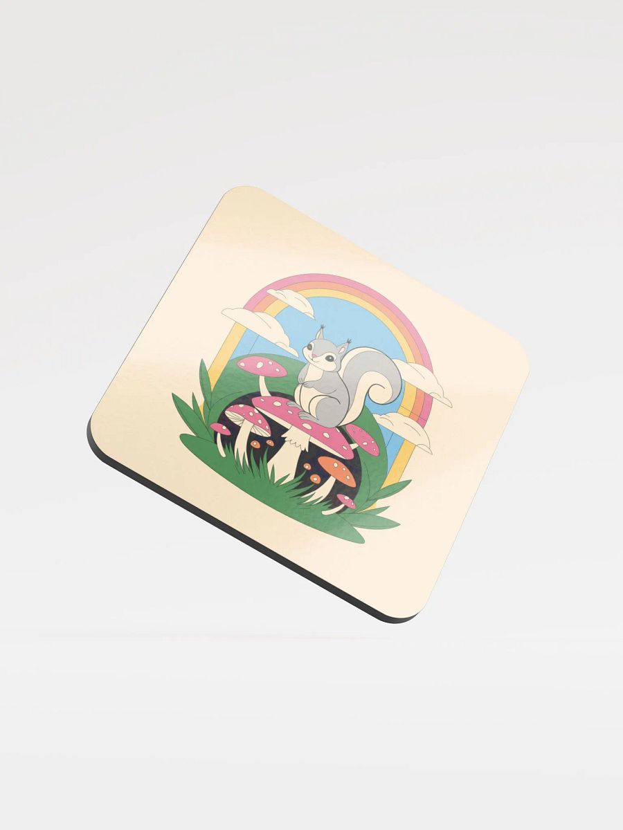 Durable HQ Coaster: 70s Pooky on a Mushroom. Pink product image (1)