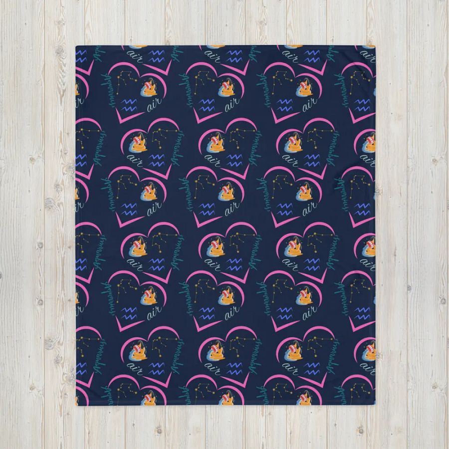 Zodiac Astrology Sun Sign Aquarius, Great Valentines Gift, Get Well, Off to School or Under the Stars Solar System Blanket product image (4)