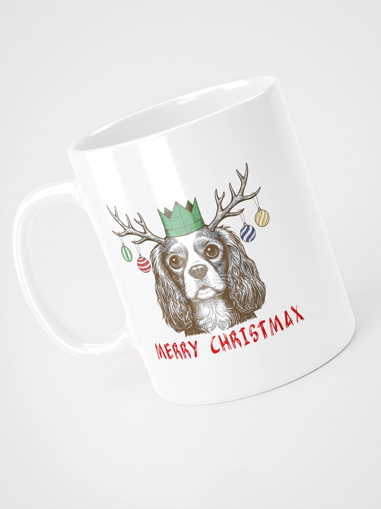 White Glossy Mug with Merry ChristMax Line Art product image (4)