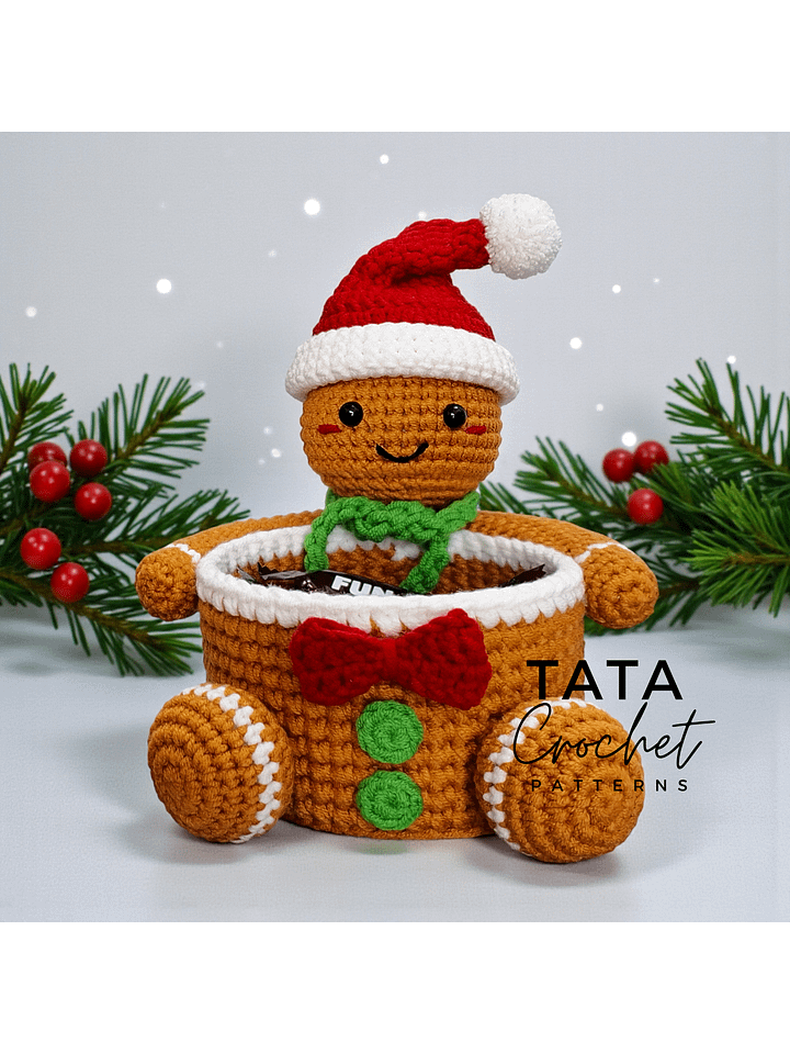 PDF Pattern -♡- Crochet Gingerbread Man Basket product image (1)