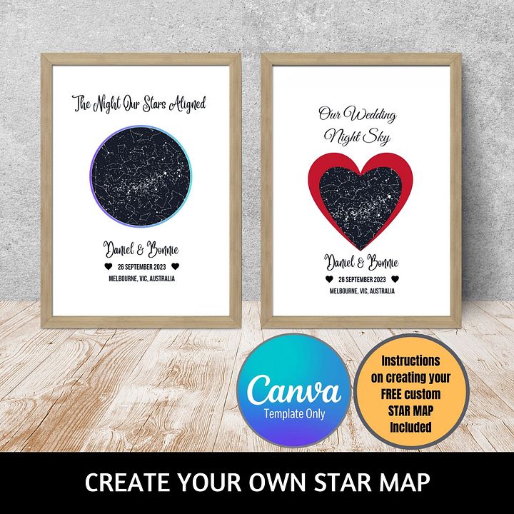 DIY Star Map Circle Heart Shapes Canva Templates product image (1)