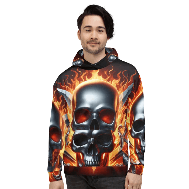 Fiery Skull Swords - Unisex Skull Hoodie #24 product image (2)