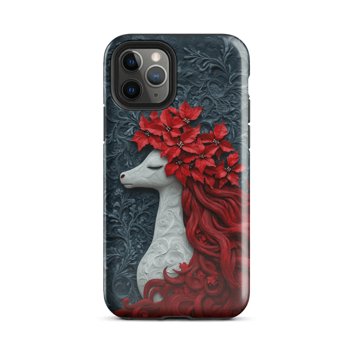 Winter Deer Red Poinsettia - Tough Phone Case product image (2)