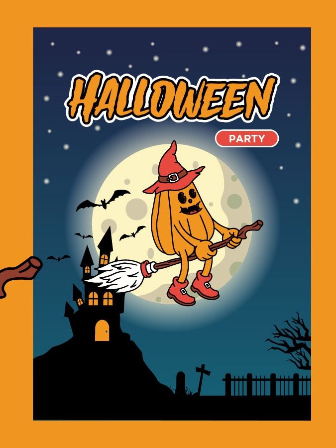 Fly Pumpkin halloween Mascot Character Illustration Design product image (1)