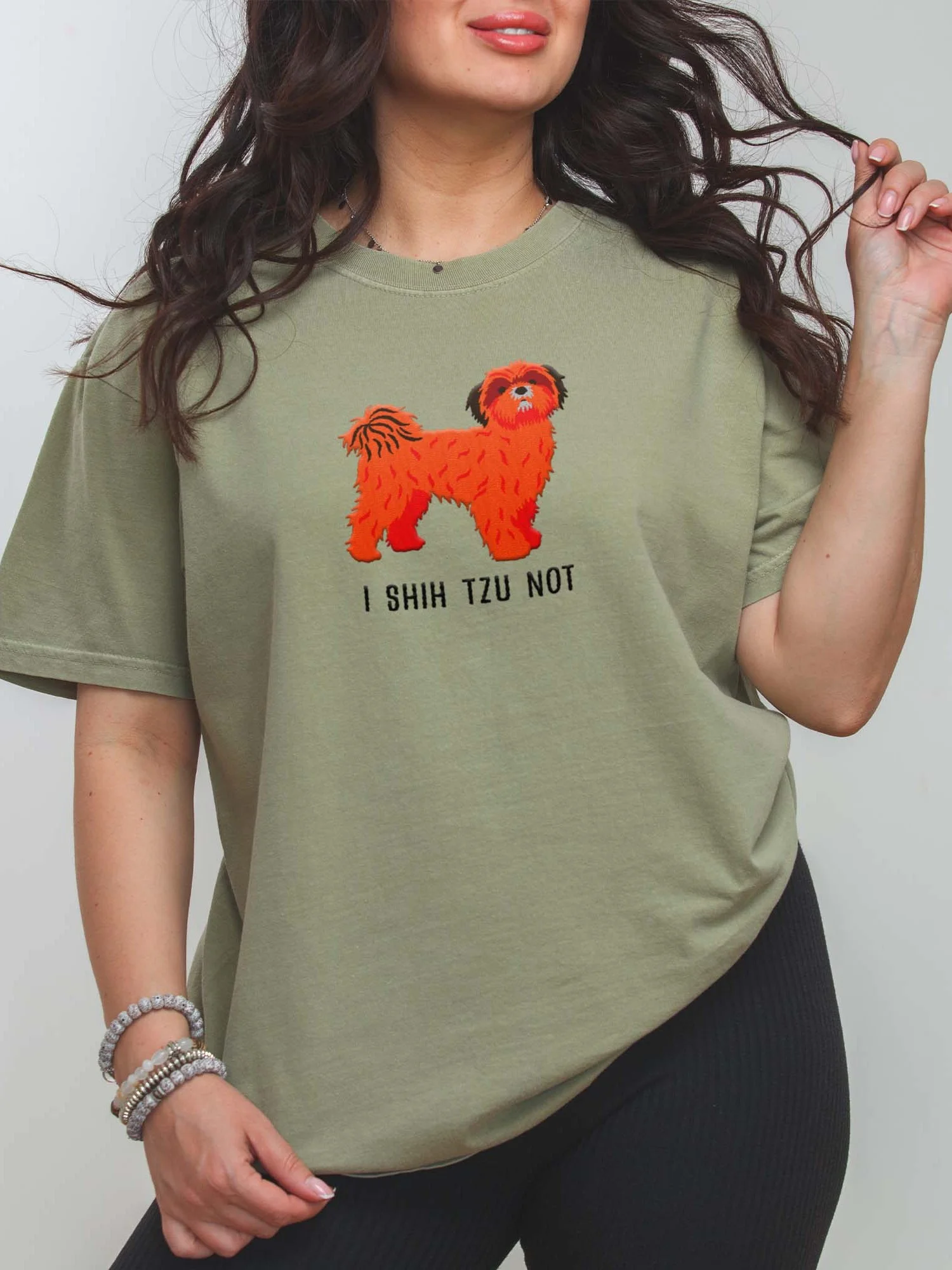I Shih Tzu Not T-Shirt(Embroidered) of a Shih Tzu(Red) product image (2)