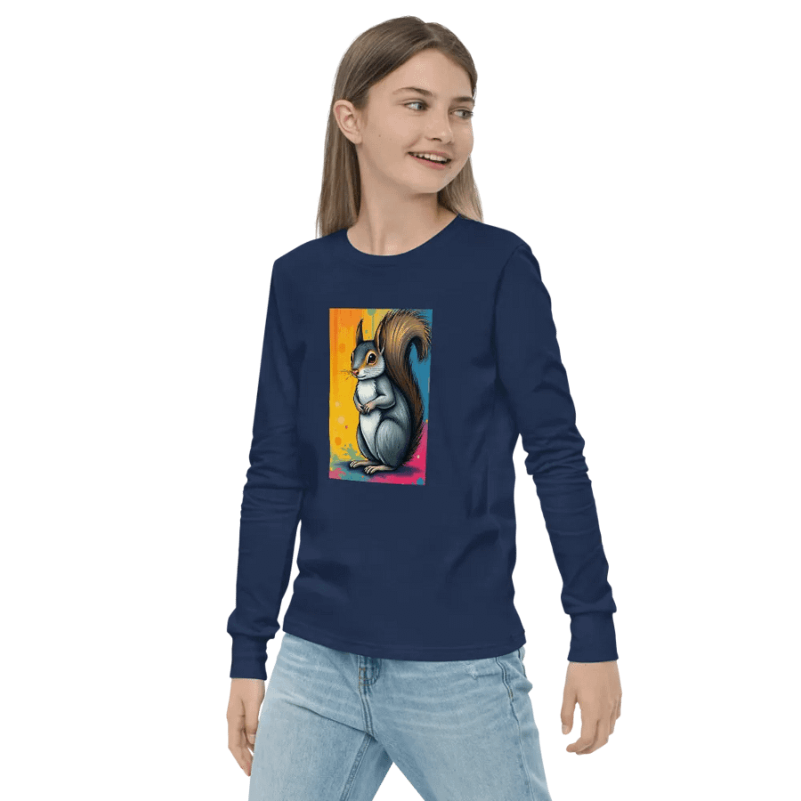 Vibrant Squirrel Illustration Youth Long Sleeve T-Shirt product image (3)