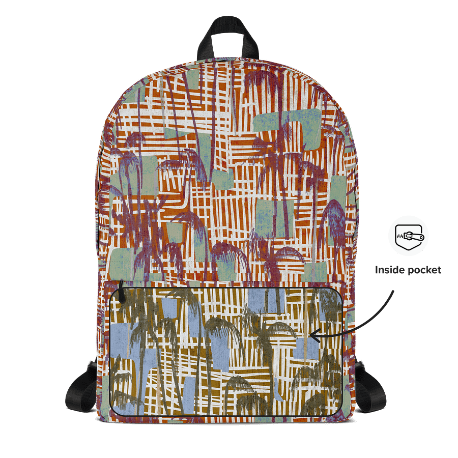 Tropical Palm Grid Laptop Backpack w/ Front Pocket product image (5)