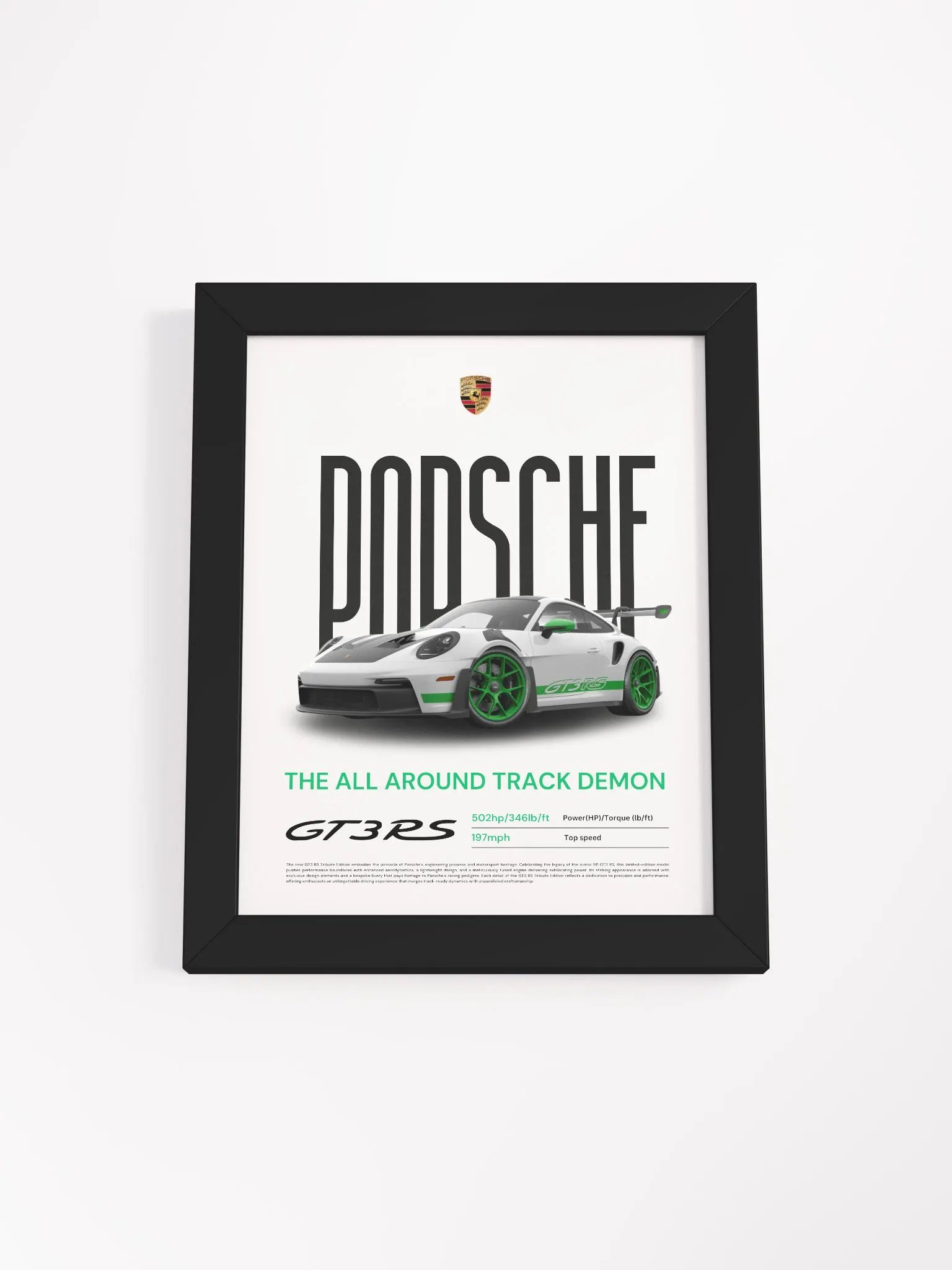 PORSCHE GT3RS TRIBUTE FRAMED POSTER product image (1)