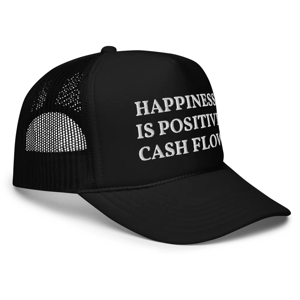 Happiness is Positive Cashflow (Embroidered Trucker Cap) Icahn Quote, Stock Market Investor Gift, Billionaire Investor Funny Quotes product image (5)