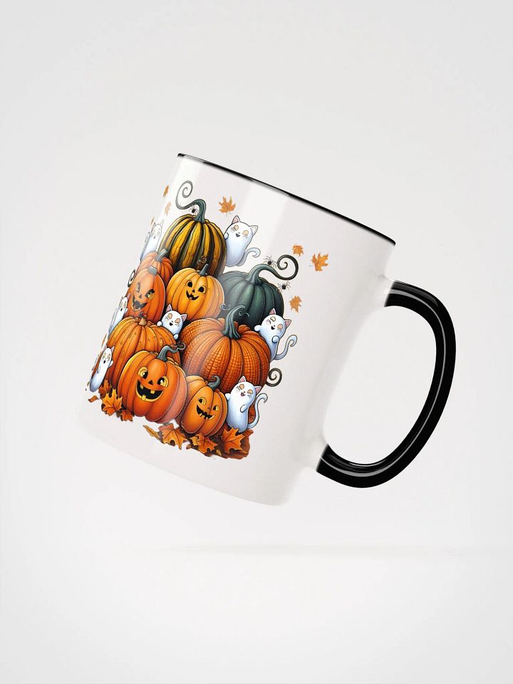 Halloween Pumpkins with Ghost Cats, Bats and Spiders Coloured Mug product image (2)