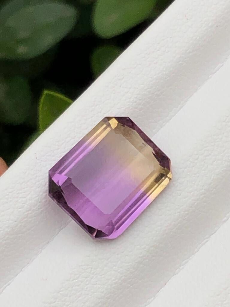 BI-COLOR AMETRINE GEMSTONE FOR PENDANT YELLOW/PURPLE COLOR EMERALD CUT, 6.65 CRT product image (7)