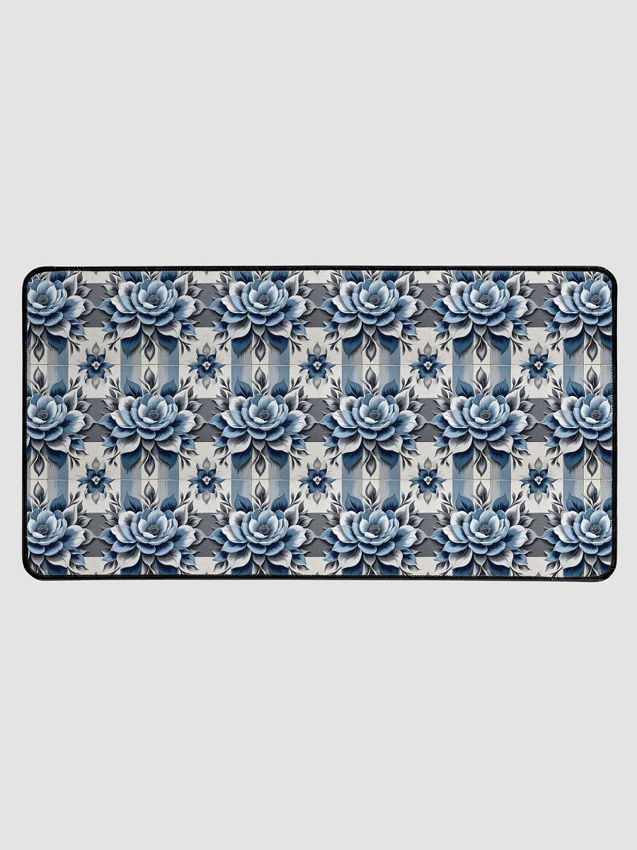 Desk Mat (31.5x15.5 inches) - Painted Tile Floral Pattern 2 in Shades of Blue product image (1)
