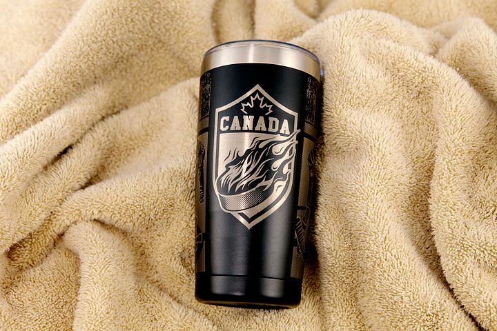 Laser engraved customizable hockey themed tumbler. product image (2)