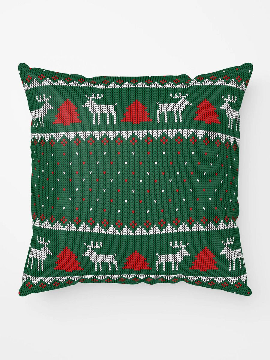 Festive Reindeer & Evergreen Knit Pillow product image (1)