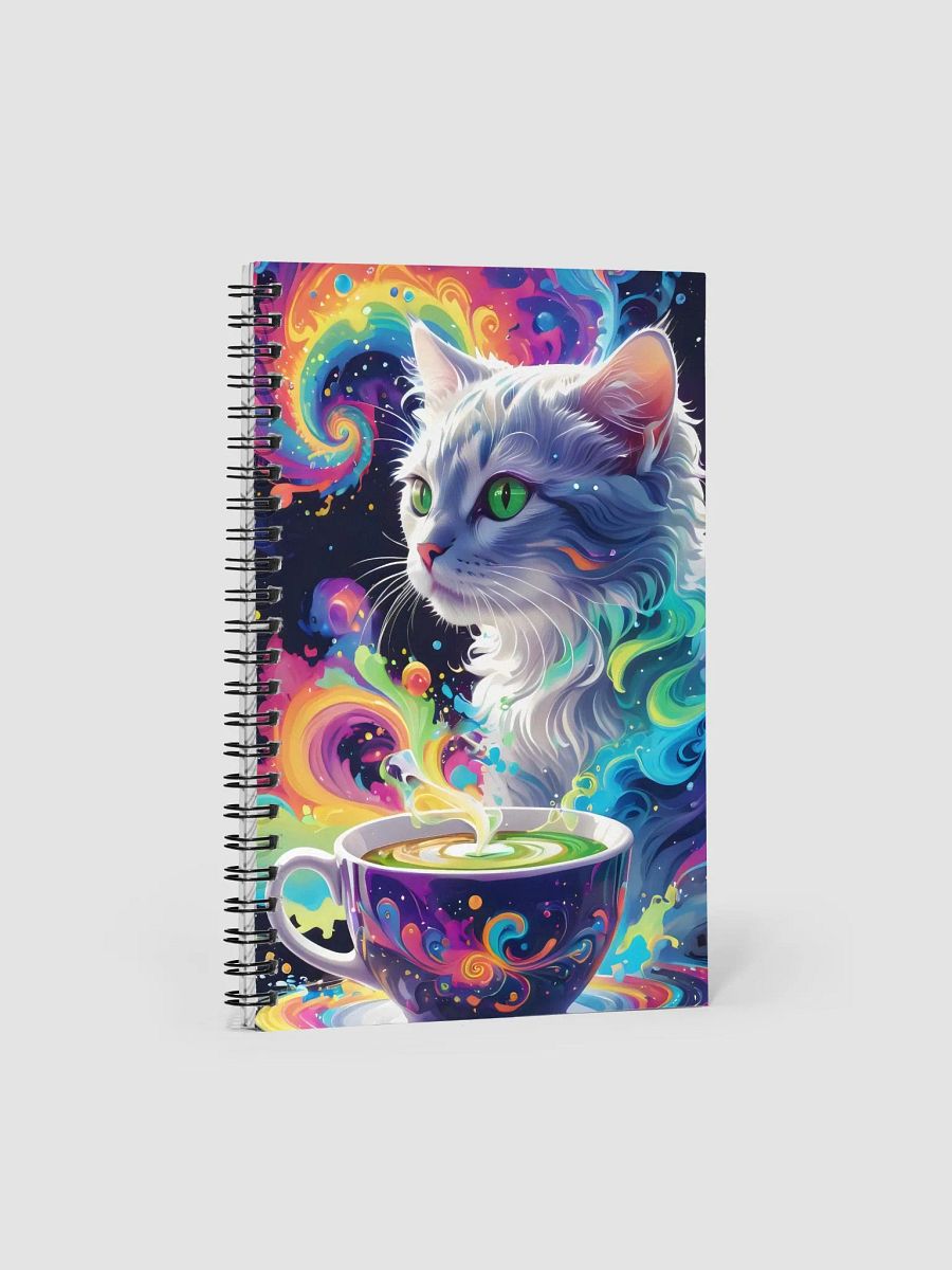 Psychedelic Cat with Swirling Coffee Art Spiral Notebook product image (1)