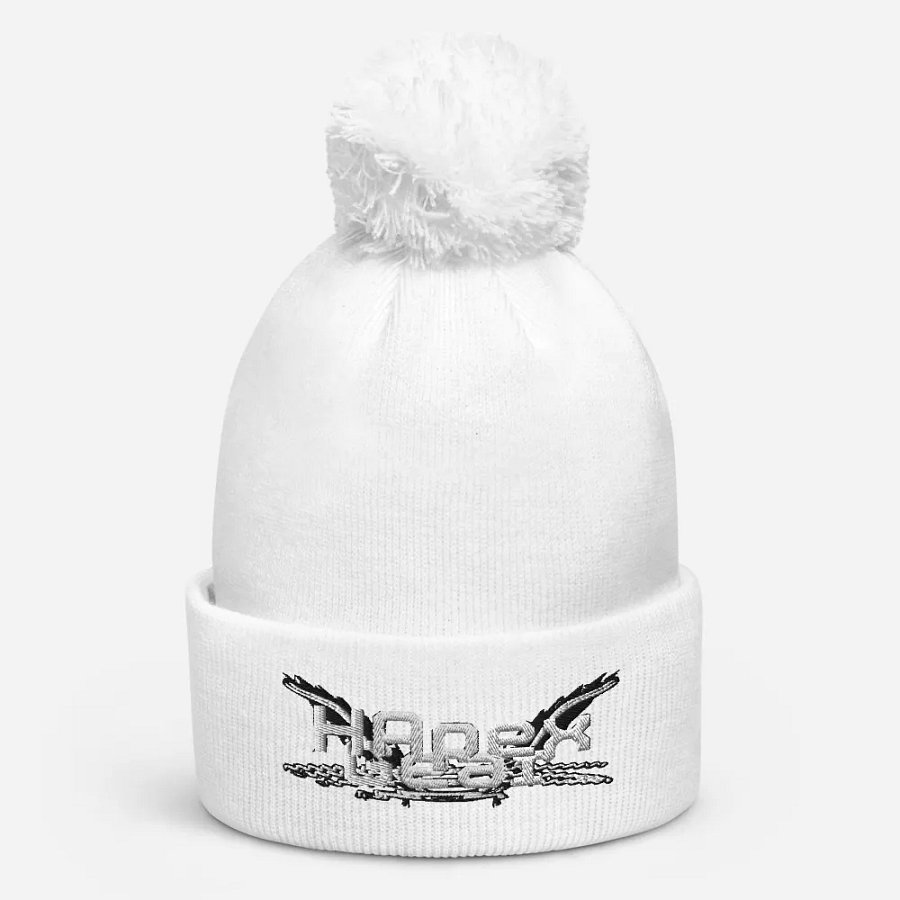 Beechfield Pom-Pom Beanie - Embroidered - White HApex Gear White Logo product image (4)