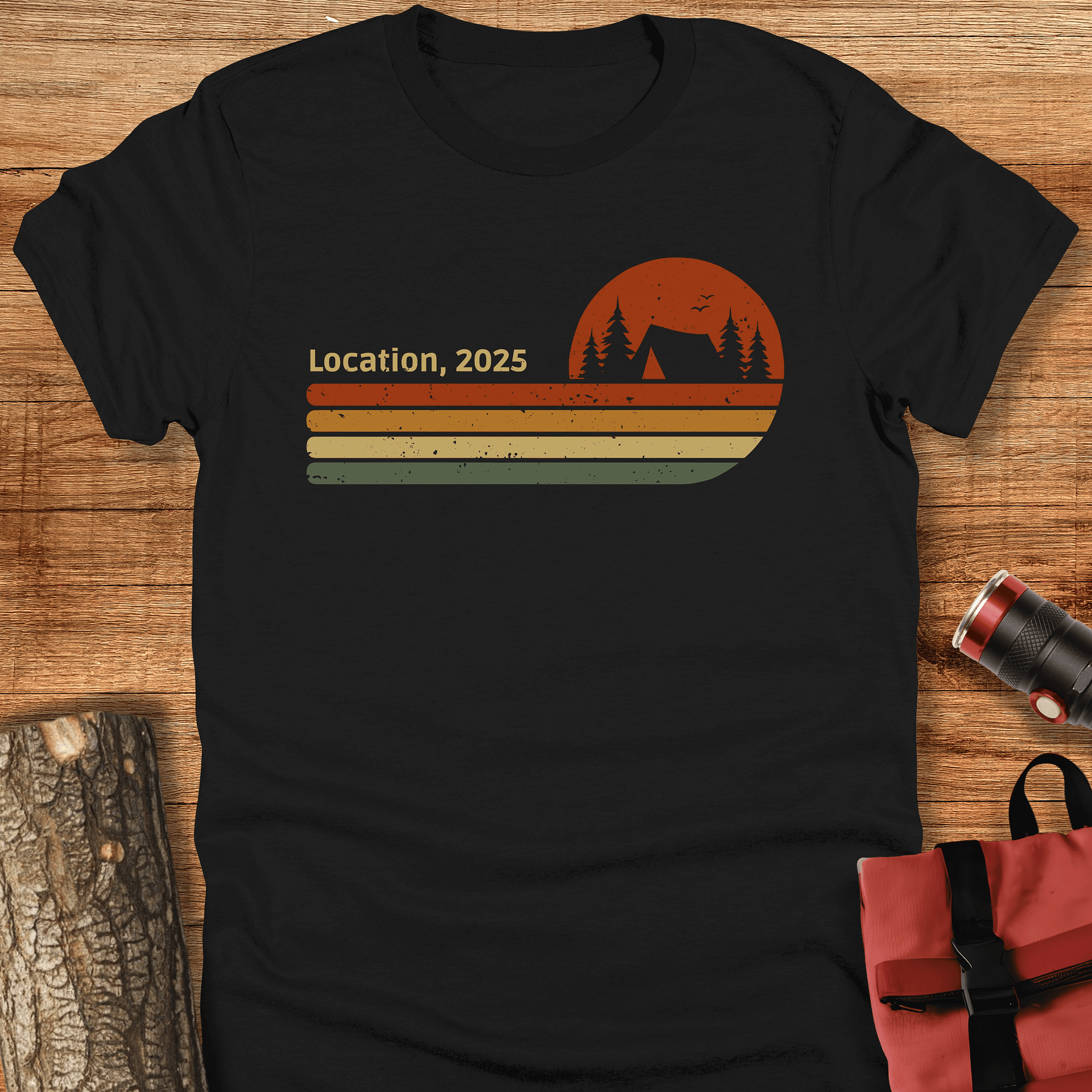 Custom camping location and year, Vintage t-shirt, Unisex product image (1)
