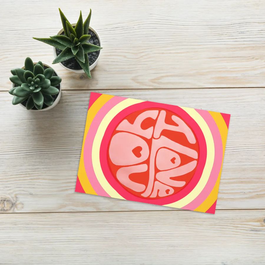 I Love You retro portrait greetings card product image (11)