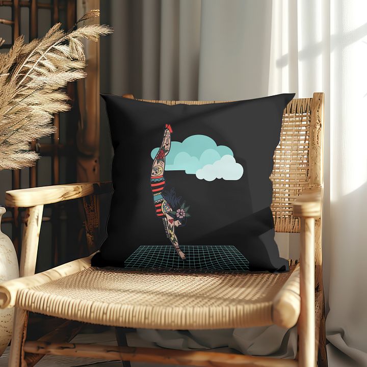 Sky Diving Lady Tattooed Pillow product image (1)