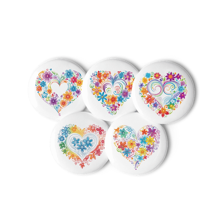 Rainbow Flower Hearts Set of Pins (5) product image (3)