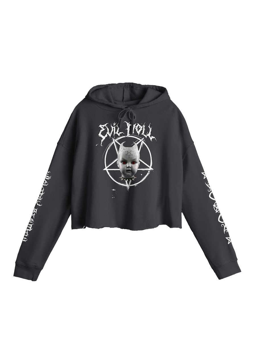 Evil Doll White Print Crop Hoodie product image (1)