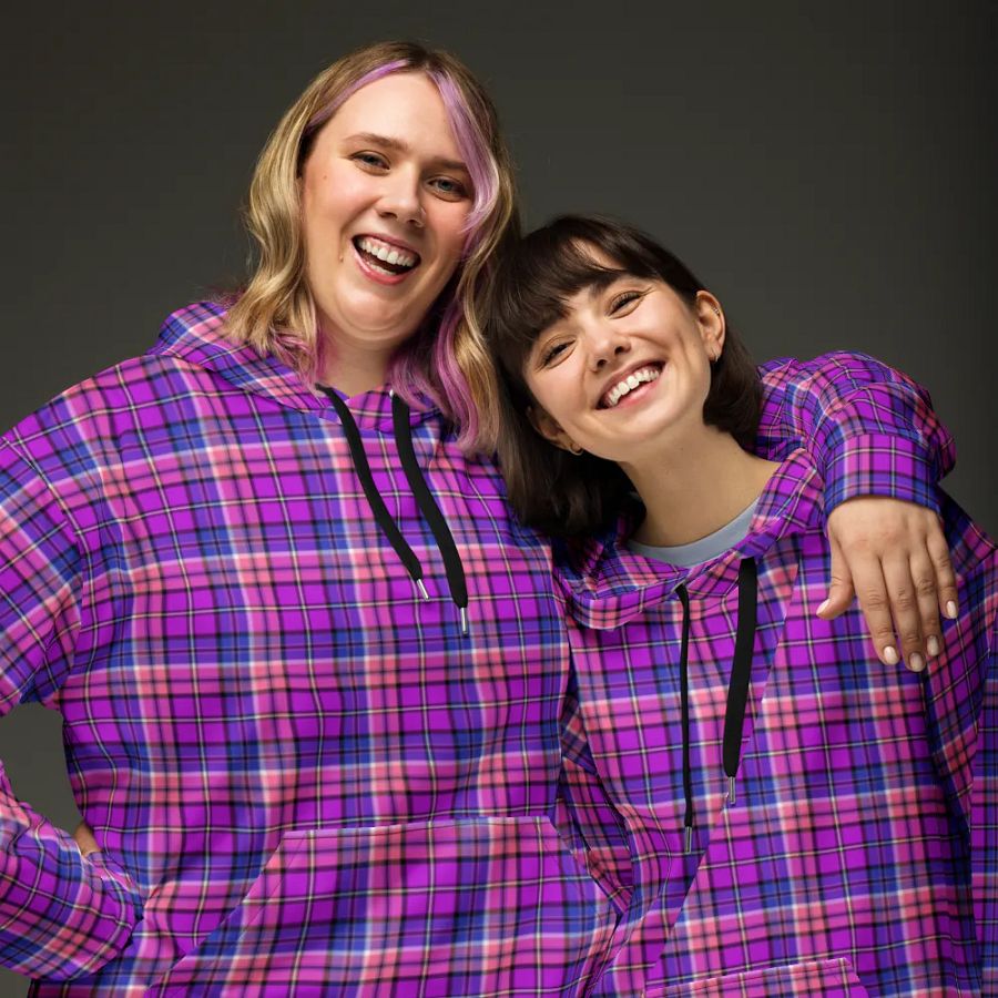 Bright Purple, Pink, and Blue Plaid Hoodie product image (3)