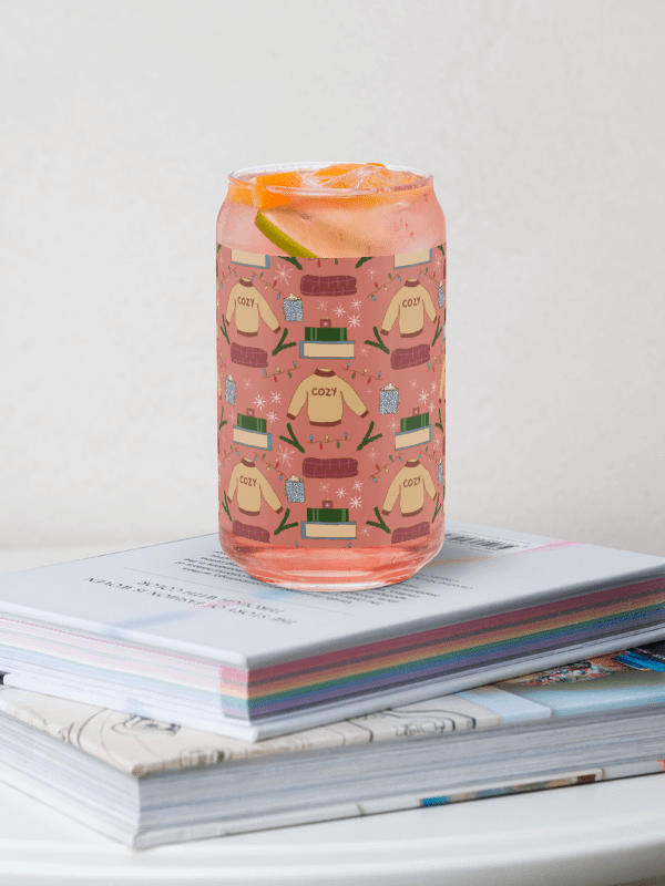 Cozy Winter Pattern in Red Glass Tumbler product image (1)